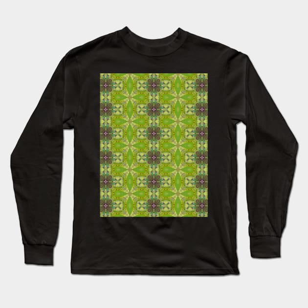 Bright Green Star or Flower Shaped Pattern - WelshDesignsTP003 Long Sleeve T-Shirt by WelshDesigns